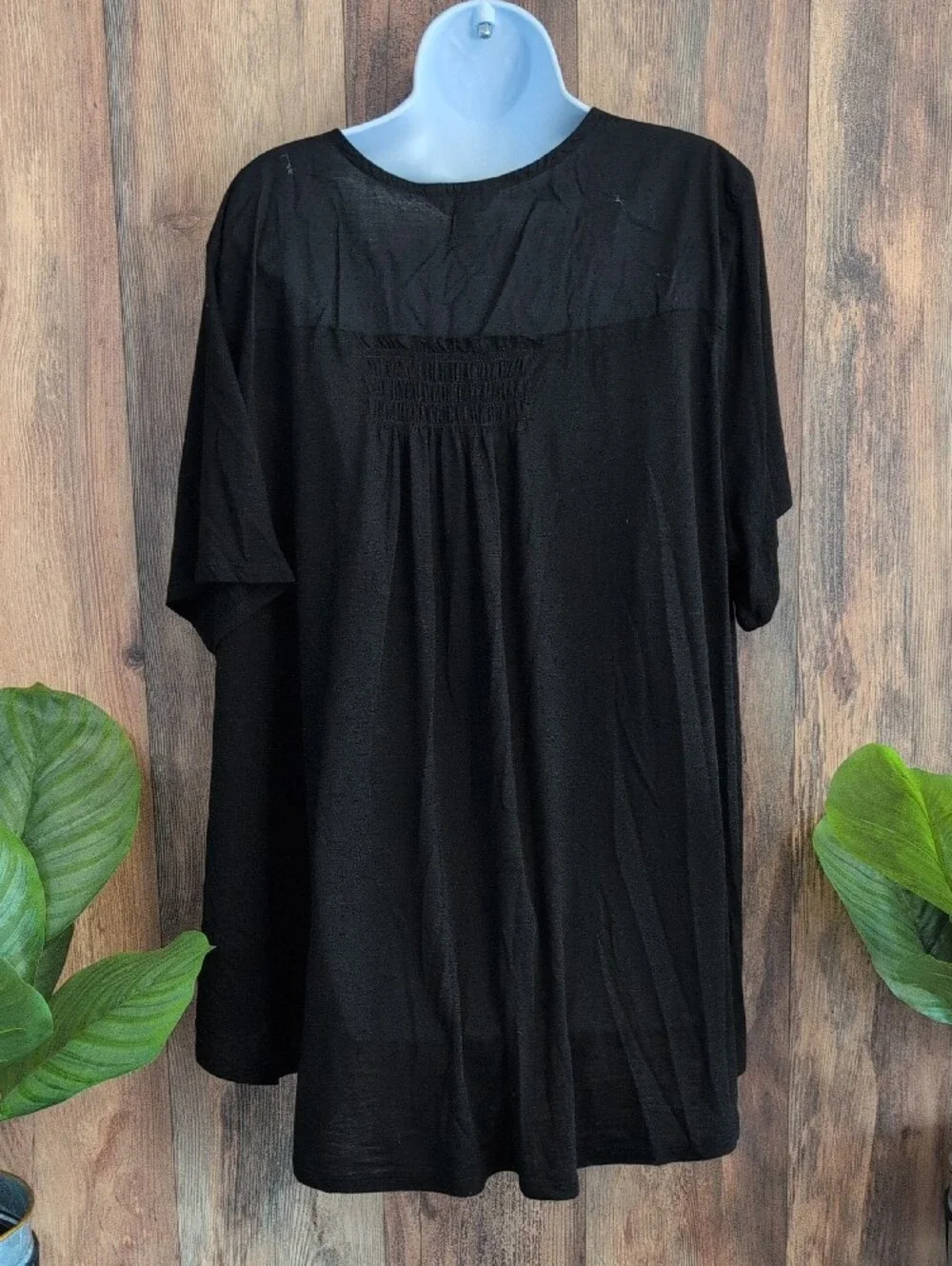 Terra & Sky Black Button-Front Women’s Top Blouse 3X         T206